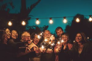 Cheerful group of people at a Celebration of Life