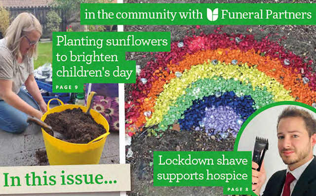 Life in the Community with Funeral Partners - Planting sunflowers to brighten children's day, Lockdown shave supports hospice