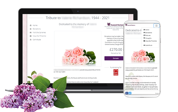 MuchLoved website showing a tribute page